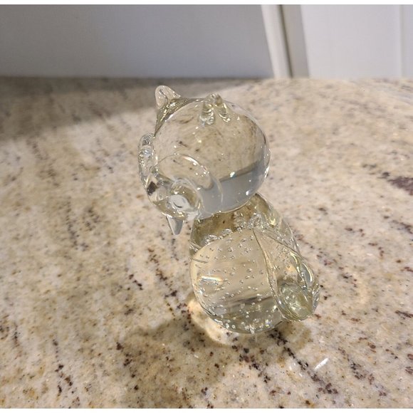Glass Owl Figurine Or Paperweight Bubbled Glass. Smooth Bottom 4" - Picture 2 of 12